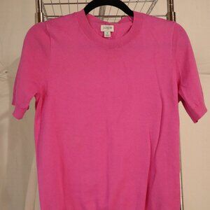 jcrew bright pink, size small, 100% cotton knit short sleeve sweater